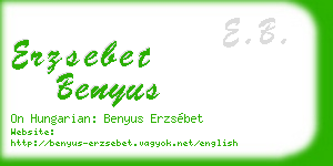 erzsebet benyus business card